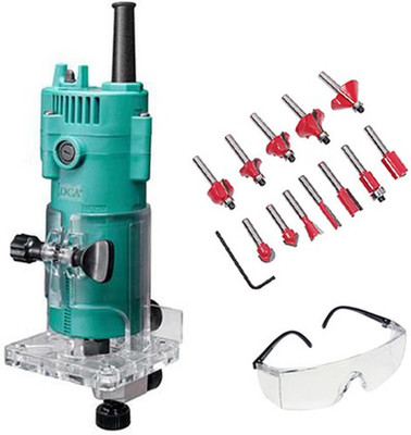 

ISC DCA Trimmer Quality Power Tool Trimmer Machine With 12Pcs Multi Shaped Router / Trimmer Bit Set Combo With Wooden Box 1/4" (6.35Mm Shank) Rotary Tool(6.35 mm)