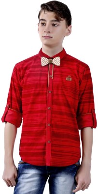 MashUp Boys Striped Party Red Shirt(Pack of 2)