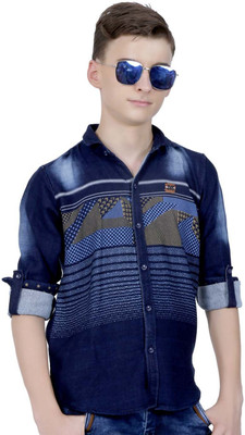 coupon ALLEN SOLLY Boys Printed Casual Shirt with Bow | soffu casual Baby Boys Printed Casual Blue Shirt