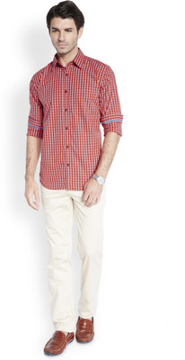 

Park Avenue Men's Checkered Casual Red Shirt