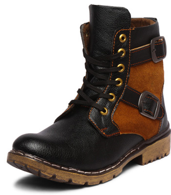 

Style Height Men's Black & Tan Casual Lace-Up Shoes Boots For Men(Black