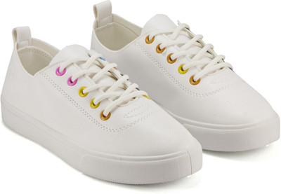 

DeVEE Nevada Multicolor Eyelets White Sneakers For Women(White