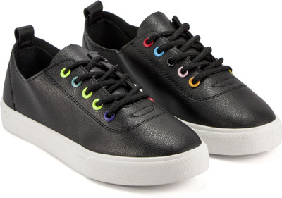 

DeVEE Nevada Multicolor Eyelets Black Sneakers For Women(Black
