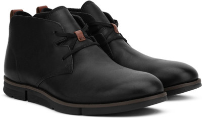 

Clarks Trigen Mid Black Leather Boots For Men(Black
