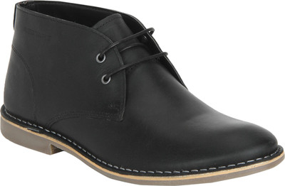 

Red Tape Leather Chukka Casuals For Men(Black