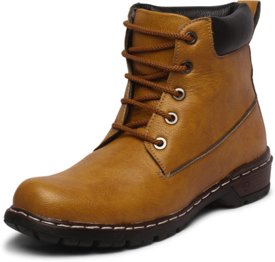 

KWINE Men's Camel & Black Casual Lace-Up Shoes Boots For Men(Tan, Brown