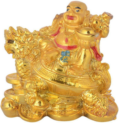 

Ripe India Laughing buddha on Dragon showpiece - 7 cm Decorative Showpiece - 7 cm(Polyresin, Multicolor)