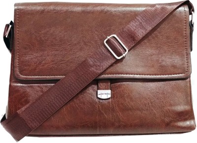 

HALO NATION Boys & Girls Casual Brown Genuine Leather Sling Bag