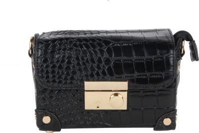 

Ravi Collections Women Casual Black PU Sling Bag