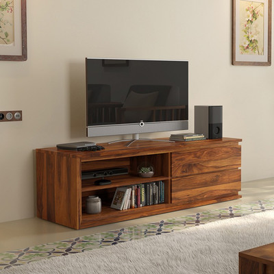 

Urban Ladder Vector 55" Solid Wood TV Entertainment Unit(Finish Color - Teak)