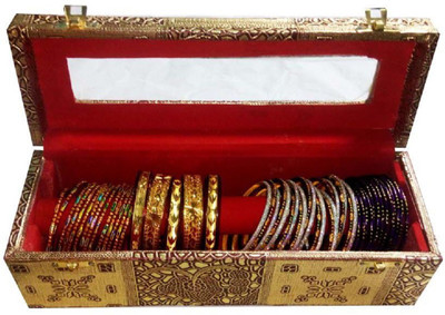 

BEntrprise Fabric Gold Plating Antique Single Bangle Box Multi Purpose Bangle Box, Vanity Box Vanity Box(Golden)