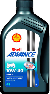 Shell Advance Ultra 4T 10W-40 API SN Full-Synthetic Engine Oil(1 L, Pack of 1)