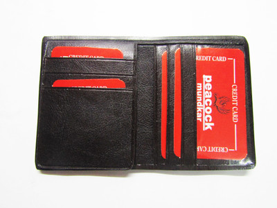 

Peacock Mundkar Boys Black Artificial Leather Card Holder(10 Card Slots), Black;brown