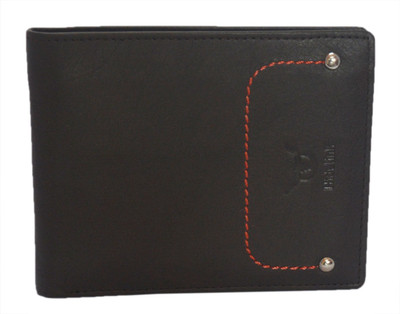 

Hidelink Men Black Genuine Leather Wallet(6 Card Slots)