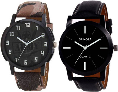 

SPINOZA 02S01P143 professional leather belt stylish and attractive couple Watch - For Men
