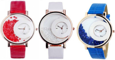 

Nx Plus HalfMoon Attractive M.X.R.E Blue, White And Red Diamond Fast Selling Watch - For Women