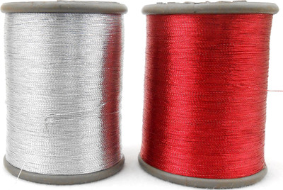 

jaz Jaz's Combo Zari Threads-Popular Colour-Red & Silver Colour for Embroidery-Beading-Jewellery making/ Decorations/Crafts Projects