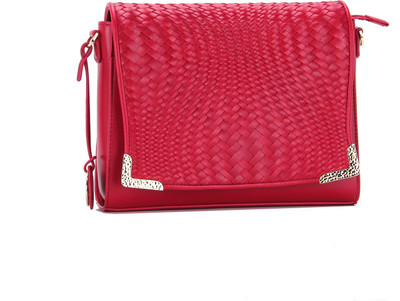 

Sabrina Scala Hand-Woven With Metal Corner Rose Shoulder Bag Shoulder Bag(Red, 2 L)