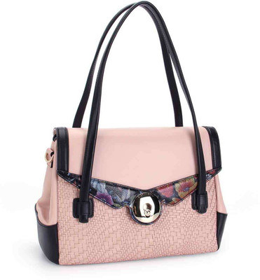 

Sabrina Scala Hand-Woven with Digital Printing and Signature Lock Pink Satchel Shoulder Bag(Pink, 2 L)