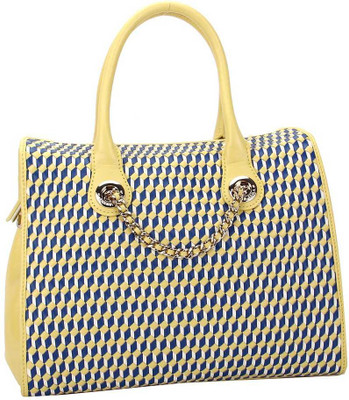 

Sabrina Scala Hand-Woven in 3D Cube with a Gold-Chain Yellow Satchel Shoulder Bag(Yellow, 2 L)