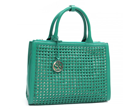 

Sabrina Scala Hand-Woven in Windmill Pattern Green Satchel Shoulder Bag(Green, 2 L)