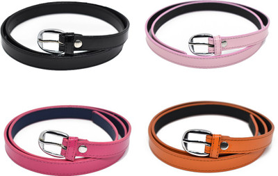 

style along Women Casual, Party Black, Pink, Orange Artificial Leather Belt, Black;magenta;orange;pink