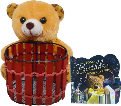 

Natali Traders Birthday Gift Combo - Soft Toy Teddy Bear Pen Stand 16 cm & Small Birthday Greeting Card(Set of 2)