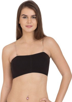 TWEENS by Belle Lingeries Tube with Transparent Straps ( with Removable Pads) Women Bandeau/Tube Non Padded Bra(Black)