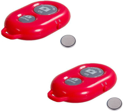 

MEZIRE SET OF 2PC Camera Wireless Bluetooth Remote Controler Shutter For Selfie Stick-Tripod-Samrt Phone Camera Remote Control (Red) Camera Remote Control(Red)