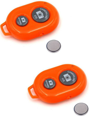 

MEZIRE SET OF 2PC Camera Wireless Bluetooth Remote Controler Shutter For Selfie Stick-Tripod-Samrt Phone Camera Remote Control (Orange) Camera Remote Control(Orange)