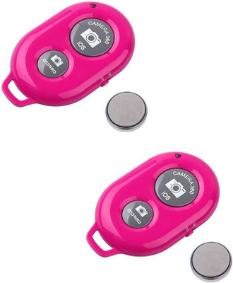 

MEZIRE SET OF 2PC Camera Wireless Bluetooth Remote Controler Shutter For Selfie Stick-Tripod-Samrt Phone Camera Remote Control (Pink) Camera Remote Control(Pink)