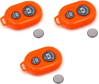 

MEZIRE SET OF 3PC Camera Wireless Bluetooth Remote Controler Shutter For Selfie Stick-Tripod-Samrt Phone Camera Remote Control (Orange) Camera Remote Control(Orange)