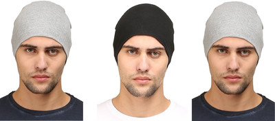 Atabz Solid Skull Cap Cap(Pack of 3)