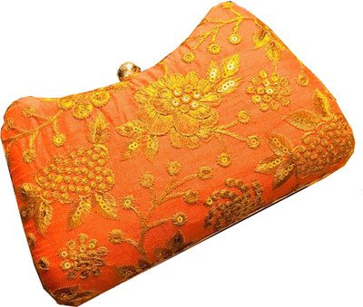

Craftbazaar Party Orange Clutch