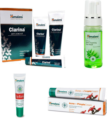

Himalaya Clarina Anti Acne Kit, Purifying Neem Foaming Face Wash, Lip Balm, Pimple Cream(Set of 4)