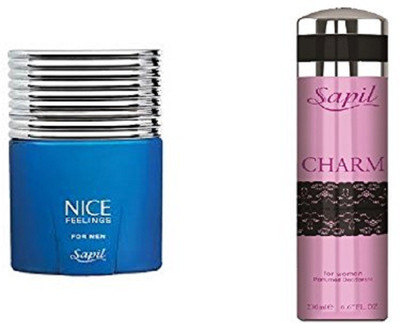 

Sapil Nice Feeling Blue Perfume with Chram (Imported From U.A.E)(Set of 2)