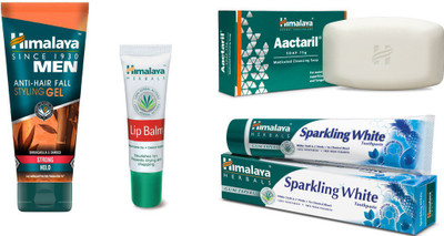 

Himalaya Men Anti Hair Fall Styling Gel, Lip Balm, Aactaril Soap, Toothpaste(Set of 4)