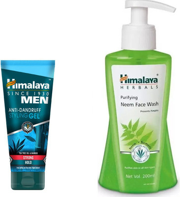 

Himalaya Men Anti-Dandruff Styling Gel, Purifying Neem Face Wash(Set of 2)
