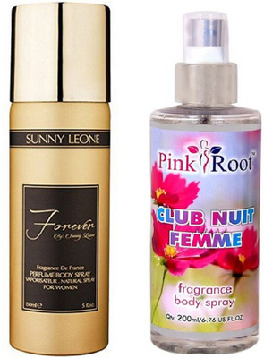

Pink Root CLUB DE FEMME BODY SPRAY WITH SUNNY LEOAN FOREVER WOMEN DEO(Set of 2)