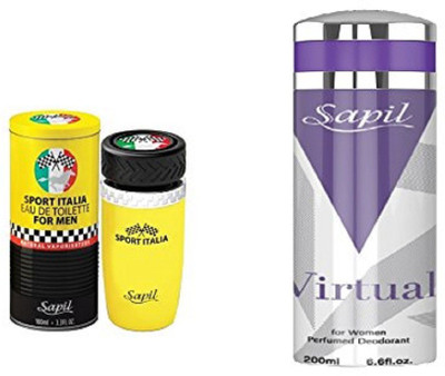 Sapil Sport Italia Perfume with Virtual (Imported From U.A.E)(Set of 2)