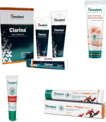

Himalaya Clarina Anti Acne Kit, Deep Cleansing Apricot Face Wash, Lip Balm, Pimple Cream(Set of 4)