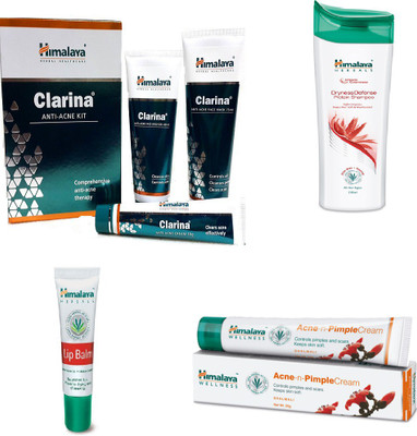

Himalaya Clarina Anti Acne Kit, Dryness Defence Protein Shampoo, Lip Balm, Pimple Cream(Set of 4)