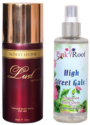 Pink Root HIGH STREET BODY SPRAY WITH SUNNY LEOAN LUST RED DEO(Set of 2)