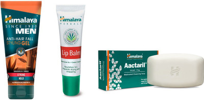 Himalaya Men Anti Hair Fall Styling Gel, Lip Balm, Aactaril Soap(Set of 3)