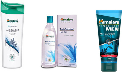 

Himalaya Anti Dandruff Shampoo, Anti Dandruff Hair Oil, Men Anti Hair Fall Styling Gel(Set of 3)