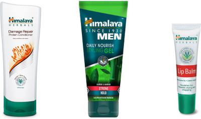 

Himalaya Damage Repair Protein Conditioner, Men Daily Nourish Styling Gel, Lip Balm(Set of 3)