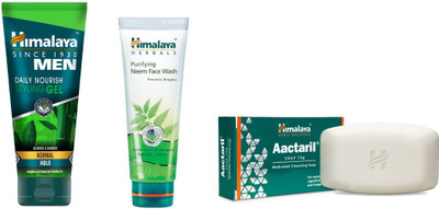 

Himalaya Men Daily Nourish Styling Gel, Purifying Neem Face Wash, Aactaril Soap(Set of 3)