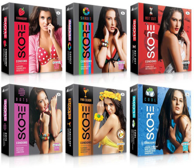 

Skore Dotted ( Cool, Dots, Not out, Pinacolada, Shades, Strawberry ) Condom(Set of 6, 18S)