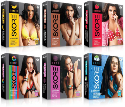 Skore Dotted ( Banana, Chocolate, Cool, Dots, Shades, Strawberry ) Condom(Set of 6, 18S) available at flipkart for Rs.150