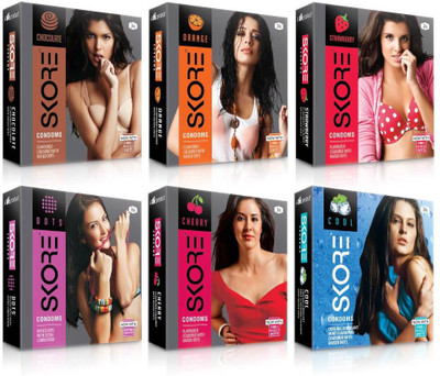 Skore Dotted ( Cherry, Chocolate, Cool, Dots, Orange, Strawberry ) Condom(Set of 6, 18S)